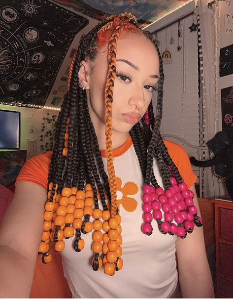 Box Braids With Beads, Colorful Braids, Braids And Beads, Braids Black, Pretty Braids, Feed In Braids Hairstyles, Jumbo Braids, Protective Hairstyles Braids, Feed In Braid