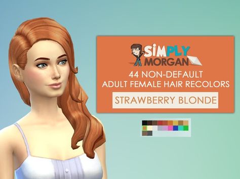 The Sims Resource: Strawberry Blonde Hair Non Default Recolors Blonde Hair Sims 4 Cc, Female Base, Free Sims 4, David Sims, Female Hair, Sims 4 Downloads, Strawberry Blonde Hair, Sims 4 Update, Women Issues