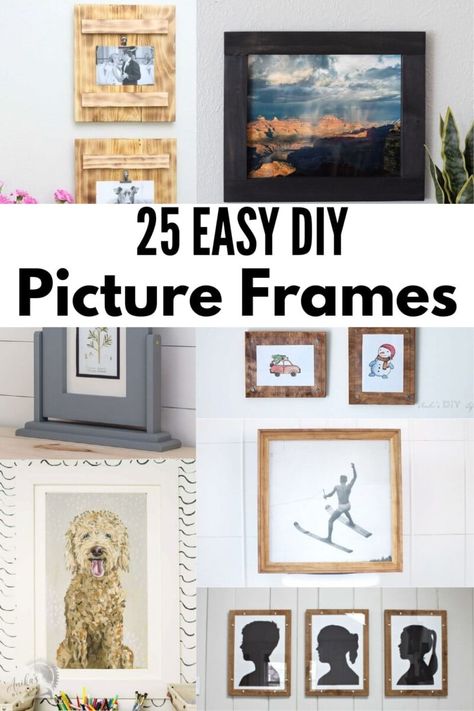 25 Easy DIY Wood Picture Frame Ideas - Anika's DIY Life How To Make Frames Diy, Rustic Picture Frames Diy, Wood Picture Frame Ideas, Diy Wood Picture Frame, Diy Picture Frames Ideas, Diy Wood Picture, Diy Picture Frames Crafts, Diy Photo Booth Frame, Make Picture Frames