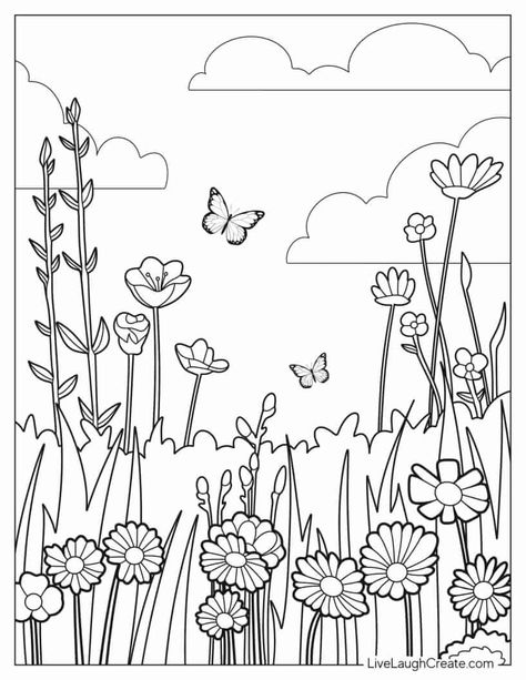 24 Garden Coloring Pages (Free PDF Printables) Flower Garden Drawing Simple, Garden Drawing For Kids, Coloring Page Flowers, Coloring Pages For Adults Unique, Flower Garden Drawing, Flowers Coloring Pages, Printable Flower Coloring Pages, Garden Coloring Pages, Garden Coloring