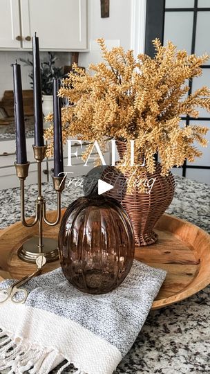 Moody Fall Decor, Island Centerpiece, Fall Tray, Hello September, Tray Styling, Affordable Decor, Glass Pumpkins, Fall Decorating, Cozy Fall