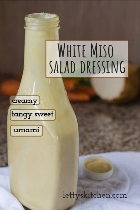 This creamy white miso salad dressing boasts a mouthwatering balance of tangy, salty and sweet, a combo you’ll find irresistible. Make it super easy, in your blender, with just five wholesome clean ingredients. #vegan #glutenfree #probiotic #salad #dressings #miso Creamy Miso Salad Dressing, White Miso Salad Dressing, Japanese Miso Salad Dressing, Creamy Miso Dressing, Creamy Salad Dressing Recipes, Probiotic Salad, Japanese Salad Dressing Recipe, Miso Dressing Recipe, Miso Salad Dressing