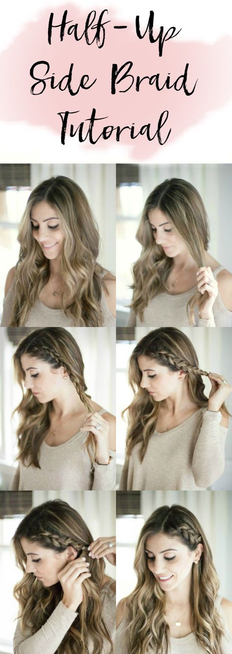 A simple half up side braid hair tutorial perfect for adding a little elegance to your normal hair style! Half Up Side Braid, Side Braid Hair, Side Braid Tutorial, New Braided Hairstyles, Quick Braids, Long Or Short Hair, How To Braid, Braided Hair Tutorial, Side Braid Hairstyles