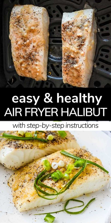 Air Fried Halibut, Air Fryer Halibut Recipes Healthy, Air Fry Halibut Recipes, Airfryer Halibut Recipes, Halibut Air Fryer Recipes, Air Fryer Halibut Recipes, Halibut Air Fryer, Lingcod Recipe, Best Halibut Recipes