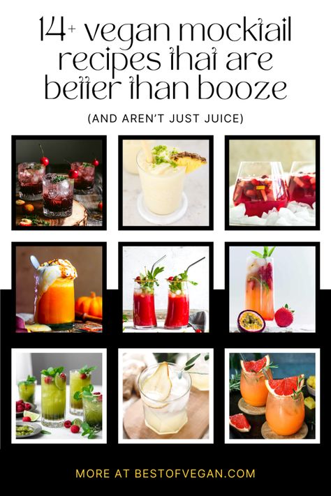 14+ Vegan Mocktail Recipes That Are Better Than Booze (and Aren’t Just Juice) - Best of Vegan Vegan Mocktail Recipe, Vegan Mocktail, Vegan Holiday Drinks, Vegan Pina Colada, Pina Colada Mocktail, Cranberry Sangria, Vegan Cocktails, Alcohol Free Cocktails, Kid Friendly Drinks