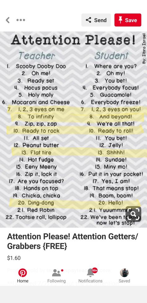 2nd Grade Attention Getters, Pre K Attention Getters, Teacher Attention Getters, Aggressive Monitoring Classroom, Attention Getters For Kindergarten, Catchy Phrases Attention Grabbers, Class Attention Getters, Attention Getters Middle School, Middle School Attention Getters