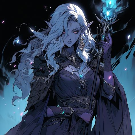 Banshee Art Beautiful, Elf Magician, Astral Elf, Fantasy Magician, Mroczny Elf, Warlock Dnd, Female Elf, Dungeons And Dragons Characters, Dark Elf