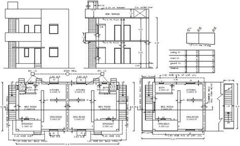 Simple house elevation, section and floor plan cad drawing details that includes a detailed view of free download auto-cad file with flooring view, doors and windows view, staircase sectional details, balcony view, wall sections and dimensions details with main entry house door, drawing room and living room,  family hall with details kitchen and dining area, indoor staircases and laundry area and balcony, details and bedroom or master bedroom, toilets and bathroom with indoor doors, furniture de Drawing Floor Plans, Brick Wallpaper Iphone, Sectional Elevation, House Entry Doors, Elevation Plan, Modern Floor Plans, Open House Plans, Elevation Drawing, Simple Building