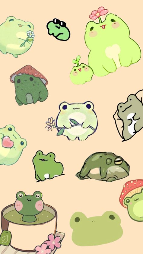 Cute Cartoon Frog Wallpaper, Bean Bag Drawing, Cute Frog Art Wallpaper, Froggy Wallpaper, Lilypad Drawing, Cute Wallpapers Froggie, Frog Background Wallpapers, Cute Chicken Cartoon, Chicken Drawing Cute