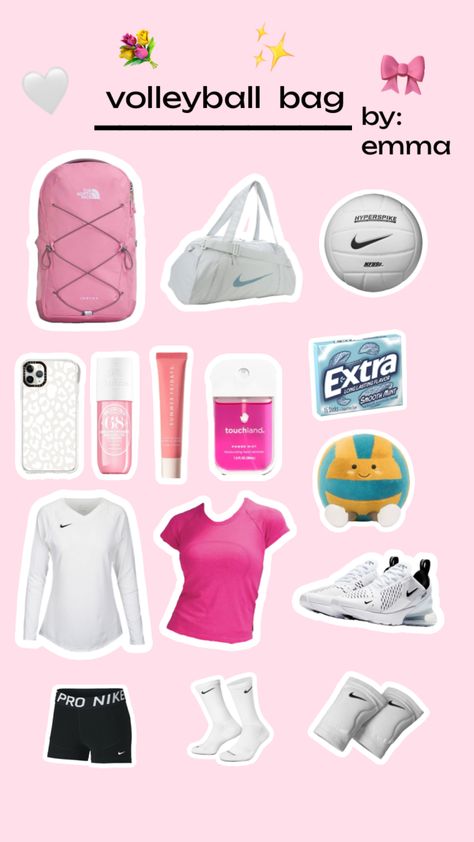 cute volleyball bag! #cute #volleyball #inspo Volleyball Bag Essentials List, Volleyball Items, Diy Volleyball Gifts, Volleyball Practice Outfits, Volleyball Bag, Volleyball Stuff, Nike Volleyball, Cute Sporty Outfits, Volleyball Practice