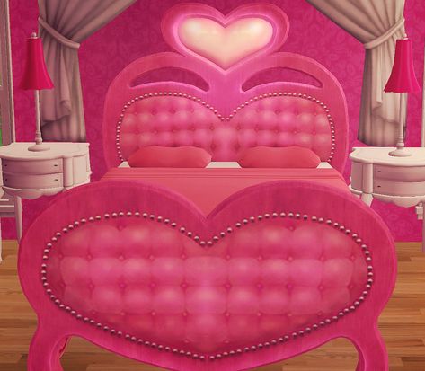 mansion and garden Sims 2 Bedding Cc, Sims 4 Pink Furniture Cc, Pink Bed Covers, Pink Bed, Ts2 Cc, Wall Writing, Floor Candle, Cute Furniture, Pink Painting