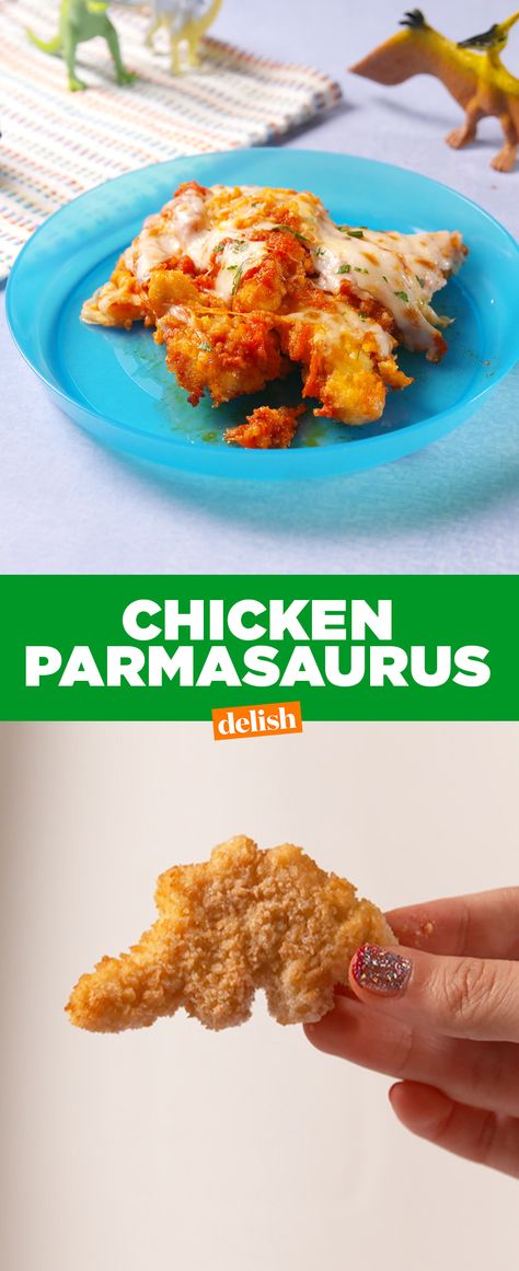 You won't believe how we completely transformed dino chicken nuggets. Get the recipe at Delish.com. Dino Chicken Nuggets, Blw Recipes, Kids Dinner, Chicken Parm, Savory Chicken, Weekly Menu, Beef Dinner, Easy Weeknight, Family Favorite Meals