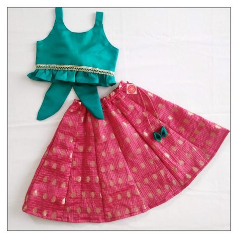 Very much trending peplum choli/ top paired with fresh shade of pink lehenga designed for baby girls upto age 5 Choli For Baby Girl, Baby Lehenga, Shade Of Pink, Choli Designs, Pink Lehenga, Stylish Baby, Lehenga Designs, Ethnic Wear