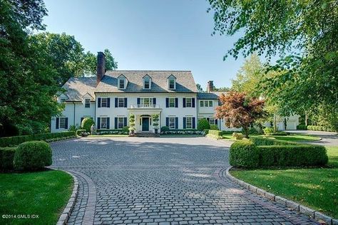 Awesome Houses, Cross Road, Driveway Design, Colonial Homes, Colonial Exterior, Greenwich Ct, Modern Mansion, Mansions Homes, Classic Home