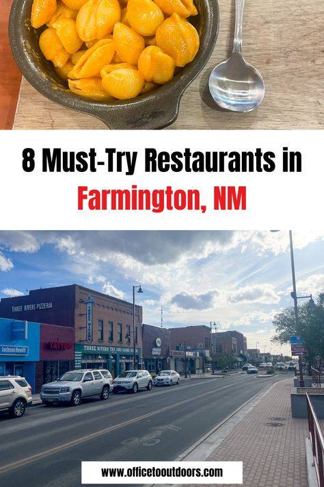 Whether you're a local or just passing through, these 8 restaurants in Farmington, New Mexico are sure to satisfy your taste buds. Don't miss out on these local gems! visit new mexico | true new mexico | farmington | four corners | foodie | travel blogger | us travel | visit new places Farmington New Mexico, New Mexico Road Trip, Green Chile Chicken, New Mexican, Three Rivers, Mexican Restaurant, Foodie Travel, Four Corners, Vacation Ideas