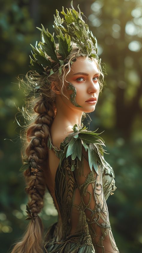 Fairy Queen Cosplay, Earth Fairy Costume, Elvish Princess, Dryad Costume, Tiktok Selfie, Mother Nature Costume, Forest Goddess, Spirit Costume, Wood Nymph