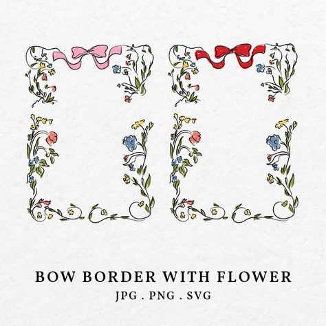 Border Art Design Ideas, Floral Doodle Border, Hand Drawn Stationary, Border Illustration Frames, Pretty Borders Design, Frame Design Border, Flower Border Drawing, Cute Borders Designs, Frames Illustration