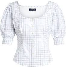 White Cotton Puff Sleeve Blouse | Shop the world's largest collection of fashion | ShopStyle Striped Linen Shirt, Grid Print, Polo Ralph Lauren Women, Linen Sweater, Blouse Style, Blouse Nordstrom, Ralph Lauren Women, Feminine Silhouette, Princess Seams