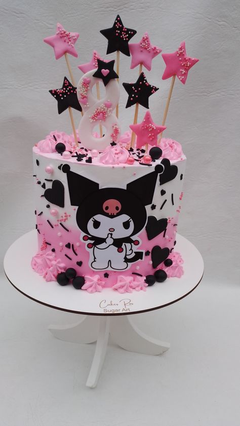 Kuromi Cakes, Kuromi Birthday Cake, Pastel Kuromi, Kuromi Birthday Party, Kuromi Cake, Neon Birthday Cakes, Kuromi Birthday, Half Birthday Baby, Minion Birthday Cake