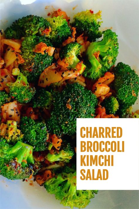 Salad With Kimchi, Kimchi Salad Recipe, Kimchi Salad, Kimchi Recipes, Fermented Recipes, Easy Broccoli Salad, Charred Broccoli, Salad For Lunch, Easy Broccoli