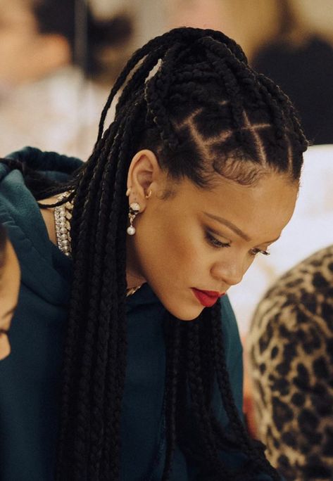 Rihanna Hairstyles, Fesyen Rambut, Box Braids Hairstyles For Black Women, Braided Cornrow Hairstyles, Cute Box Braids Hairstyles, Natural Hair Braids, Cornrow Hairstyles, African Braids Hairstyles, Long Braids