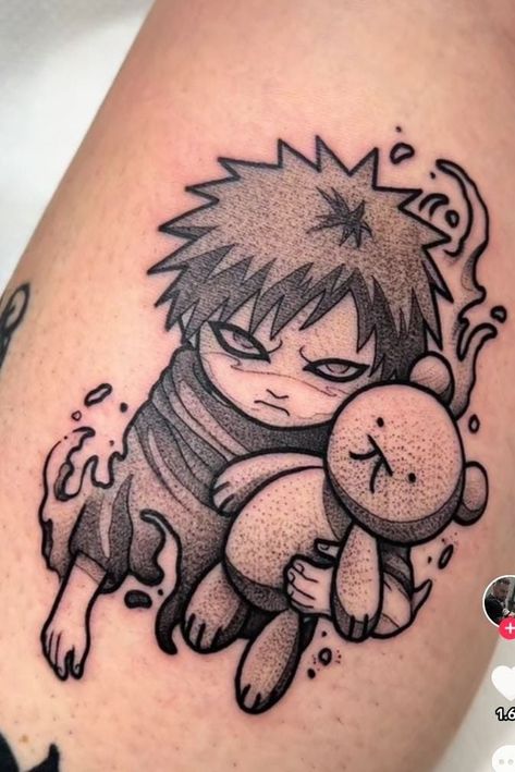 Gaara Kid, Gaara Tattoo, Cartoon Tattoo Ideas, Pikachu Tattoo, Kanji Tattoo, Tattoo Over Scar, Animated Shows, Her Tattoo, One Tattoo