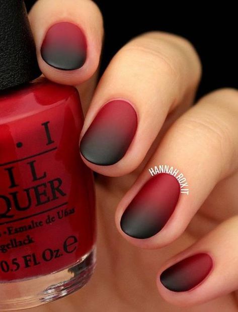 oval nail Oval Nail Art, Nail Makeover, Ombre Nails Tutorial, Matte Make Up, Glitter Gradient Nails, Black To Red Ombre, Black Ombre Nails, Red Ombre Nails, Nail Red