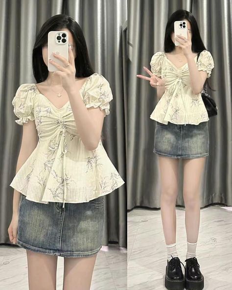 Summer Clothes Korean Style, Korean Tops Outfits, Plus Size Aesthetic Outfits, Korean Fashion Summer Dresses, Summer Outfits Korean, Neat Casual Outfits, Clothes Korean Style, Fashion Top Outfits, High Fashion Outfits