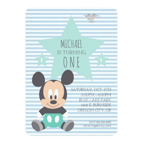 First Birthday Boy Mickey Mouse, First Birthday Invitation Cards, Birthday Invitation Cards, First Birthday Card, Mickey Mouse First Birthday, Mickey Birthday Party, Disney Birthday Party, First Birthday Cards, Photo Birthday Invitations