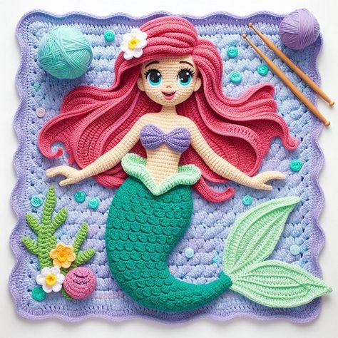 Mermaid Amigurumi Free Pattern, Crochet Ariel, Mermaid Crochet Pattern Free, Crochet Turtle Pattern Free, Mermaid Amigurumi, Mermaid Crochet Pattern, Crochet Turtle Pattern, Disney Crochet Patterns, Ariel Mermaid