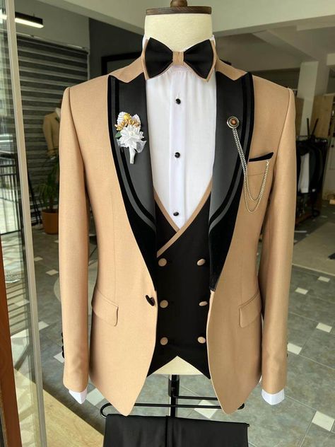 Beige Tuxedo, Peak Lapel Tuxedo, Tuxedo Colors, Clothes Jacket, Modern Suits, Classy Suits, Pants Gift, Slim Fit Tuxedo, Dress Suits For Men