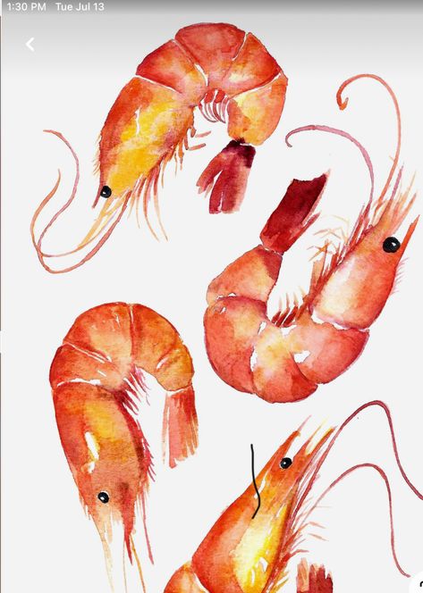 Seafood Art, Watercolor Food Illustration, Food Watercolor, Food Sketch, Watercolor Food, Food Painting, 수채화 그림, Arte Sketchbook, Watercolor Trees