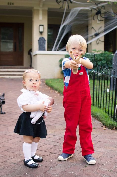 Dennis the Menace and Margaret Halloween Sibling Costumes #halloween #siblingcostumes Sibling Halloween Costumes Boys, Sibling Costume Ideas, Brother Halloween Costumes, Brother Sister Halloween, Brother Sister Halloween Costumes, Sibling Costumes, Cowboy Halloween Costume, Boys Halloween Costumes Diy, Sister Halloween Costumes