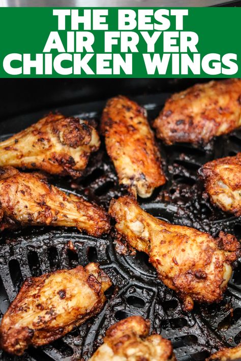 Air Fryer Chicken Wings are the best and crispiest wings ever! Done in less than 20 minutes, you'll never make wings another way again! Healthy Air Fryer Wings, Best Wings In Air Fryer, Chicken Wing Seasoning Air Fryer, Chicken Wing In Air Fryer, Air Fryer Baked Chicken Wings, Chicken Wing Air Fryer, Best Air Fryer Wings, Airfryer Wings, Best Air Fryer Chicken Wings