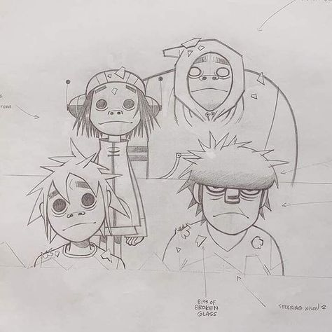 Gorillaz Painting, Gorillaz Art Style, Jamie Hewlett Art, Monkeys Band, Jamie Hewlett, Gorillaz Art, Drawing Style, Sketchbook Art Journal, Art Archive