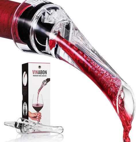 Perfectly Aerates Wine As You Pour – The Ingenious 2-in-1 Vinabon Wine Aerator Pourer Spout fits all wine bottles to quickly enrich bouquet and aroma. Make every wine taste like a million dollars. Provides Superior Aeration – Our thoughtfully re-engineered wine aerator uses the famous Bernoulli Effect to improve flavor, make the wine smoother, and add more bubbles when compared to others. Wine Aerator Pourer, Wine Aerator, Electric Wine Opener, Wine Pourer, Wine Tasting Experience, Bordeaux Wine, Premium Wine, Wine Brands, Host Gifts