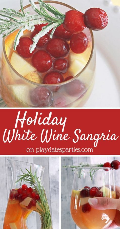 Frosted Rosemary, Holidays Drinks, Rosemary Garnish, Taproom Ideas, Winter Sangria Recipes, Easy Holiday Cocktail Recipes, Holiday Sangria Recipes, Christmas Sangria Recipes, Vegan Beverages