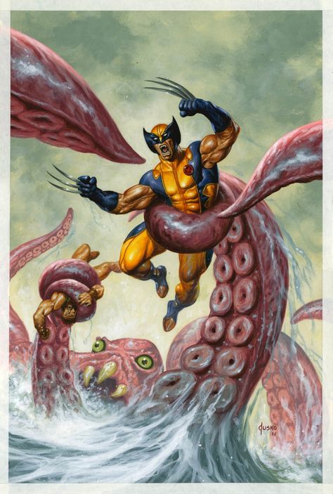 WOLVERINE / HERCULES: MYTHS, MONSTERS & MUTANTS #4 COVER PAINTING ( 2011, JOE JUSKO ) Comic Art Joe Jusko, Miss Hulk, Wolverine Artwork, Wolverine Comic, Wolverine Art, Wolverine Marvel, Marvel Vs Dc, Uncanny X-men, Geek Art