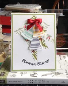 Christmas Bell Cards, Winter Karten, Cards Making, Christmas Blessings, Homemade Christmas Cards, Christmas Paper Crafts, Stampin Up Christmas Cards, 카드 디자인, Christmas Card Crafts