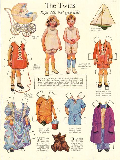 Twin French Bulldogs Veet and TootSweet by Frances Tipton Hunter Lol Doll, Ladies Home Journal, Vintage Paper Doll, Barbie Paper Dolls, Punch And Judy, Home Journal, Paper Dolls Book, Paper Dolls Printable, Vintage Paper Dolls