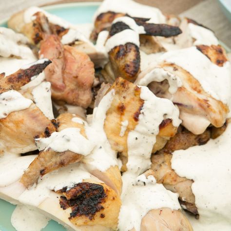 Chicken With Alabama White Sauce, White Bbq Sauce Recipe, Alabama White Bbq Sauce, Creamy Chicken Dish, Alabama White Sauce, Jeff Mauro, White Bbq Sauce, Homemade Bbq Sauce Recipe, The Kitchen Food Network