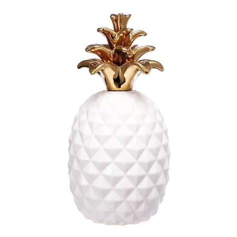 Gold Pineapple Decor, Owl Kitchen Decor, Coastal Chic Decor, Pineapple Ornament, Ceramic Pineapple, Kitchen Decor Sets, Chef Kitchen Decor, White Pineapple, Pineapple Decor