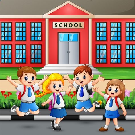 My School Drawing For Kids, My School Worksheets For Kids, School Students Pic, School Images Pictures, Going To School Drawing, School Students Images, School Life Images, School Kids Clipart, Students Drawing