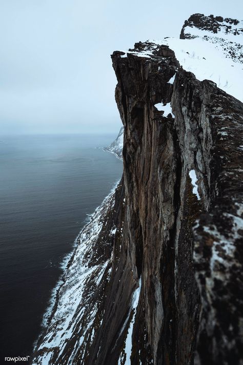 Snow covered Segla mountain in Norway | premium image by rawpixel.com / Jack Anstey Norway Landscape, Mountain Villa, Cliff Edge, Fishing Cabin, Snow Images, Circle Background, Watercolour Landscape, Arctic Circle, Snow Mountain