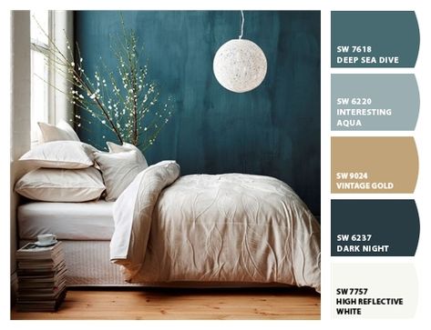 Teal Accent Wall Bedroom, Teal Accent Wall, Beautiful Paint Colors, Bedroom Teal, New Mexico Homes, Teal Bedroom, Teal Paint, Teal Walls, Wall Murals Painted