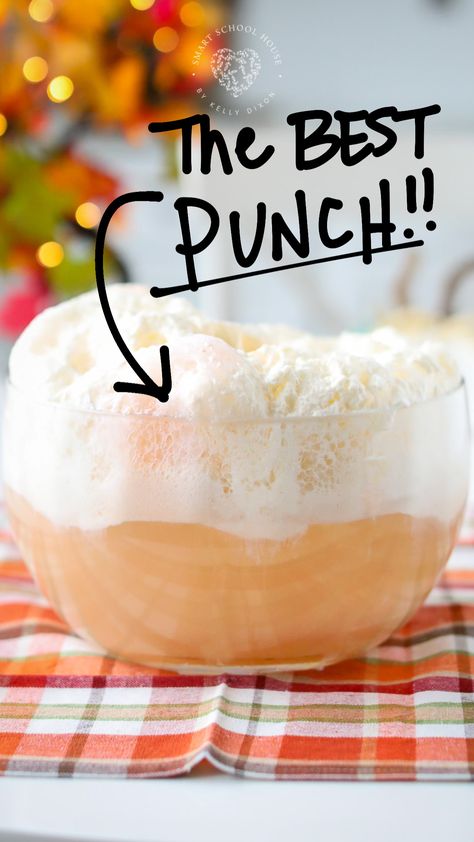 Orange creamsicle punch with ice cream! Everyone loves this!! Creamsicle Punch Recipe, Orange Creamsicle Punch, Punch With Vanilla Ice Cream, Dreamsicle Punch, Ice Cream Punch Recipes, Creamsicle Punch, Punch With Ice Cream, Punch Recipes Non Alcoholic, Ice Cream Punch