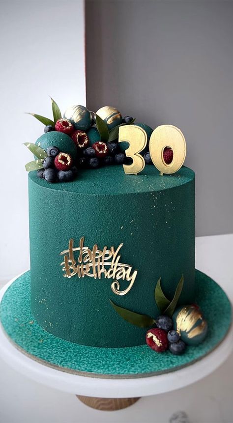 Cake Designs For Men Birthday Ideas, Latest Cake Designs For Men, Dark Green Cake, Cute Cake Ideas, Pretty Cake Ideas, Latest Cake Design, Green Birthday Cakes, Big Birthday Cake, Cake Design For Men