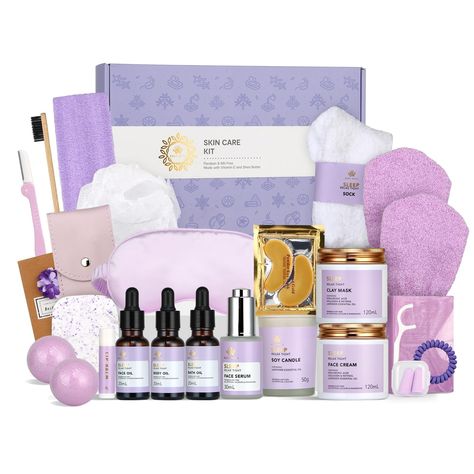 PRICES MAY VARY. FACIAL SKINCARE GIFT SET: This skincare set includes 8 Naturals skin care products that come in a giftable box perfect to nourish the skin. Included in this skin care kit are our top 8 facial skin care routine products: Face Cream, Face Oil, Serum, Clay Mask, Lip Balm, Acne Plasters, Collagen Eye Mask, Face Sponge.a BATH AND BODY CARE: This luxurious spa basket includes a full pampering spa experience! 2 Bath Bombs, Bath Oil, Handmade Soap, Body Oil, Scented Candle, Bath Puff, B Mothers Day Spa, Face Sponge, Facial Skincare, Mothers Day Gift Ideas, Cream Face, Skin Care Collection, Mothers Day Gifts From Daughter, Facial Skin Care Routine, Skincare Gift Set