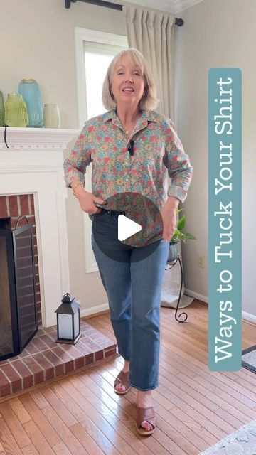 Kay Harms on Instagram: "Are you team PARTIAL FRONT TUCK 🙋🏼‍♀️ or NOT 🙅🏼‍♀️? I’m sharing several different ways to tuck your button-up shirt and look stylish, modern and pulled together, but still casual and a little effortless. FOLLOW ME for more style tips!  To shop this look comment LINK and we’ll send a shoppable link to your DMs.   Follow my shop @DressedforMyDay on the @shop.LTK app to shop this post and get my exclusive app-only content! https://liketk.it/4DzPA   @frankandeileen #frankandeileen #buttonup #styletipsforwomen" Button Up Shirt Tucked In One Side, How To Front Tuck Button Up Shirt, How To Wear Long Sleeve Button Up Shirts, Tucking In Button Up Shirts, Style An Oversized Button Up, Tuck Button Down Shirt Women, Tucked In Button Up Shirt Outfit, How To Tuck Shirt Into Pants, Front Tuck Button Up Shirt