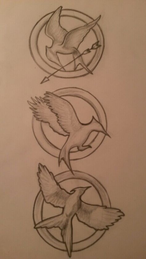 The hunger games logos By Shona ♥ Simple Hunger Games Tattoos, Hunger Games Outfits Drawing, Hunger Games Simple Drawing, Hunger Games Drawing Ideas, Hunger Games Art Drawing, Hunger Games Bookmark, Hunger Games Drawings Easy, Hunger Games Painting Ideas, Hunger Games Doodles